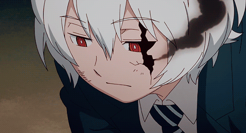 Yūma healing a wound around his red eye.